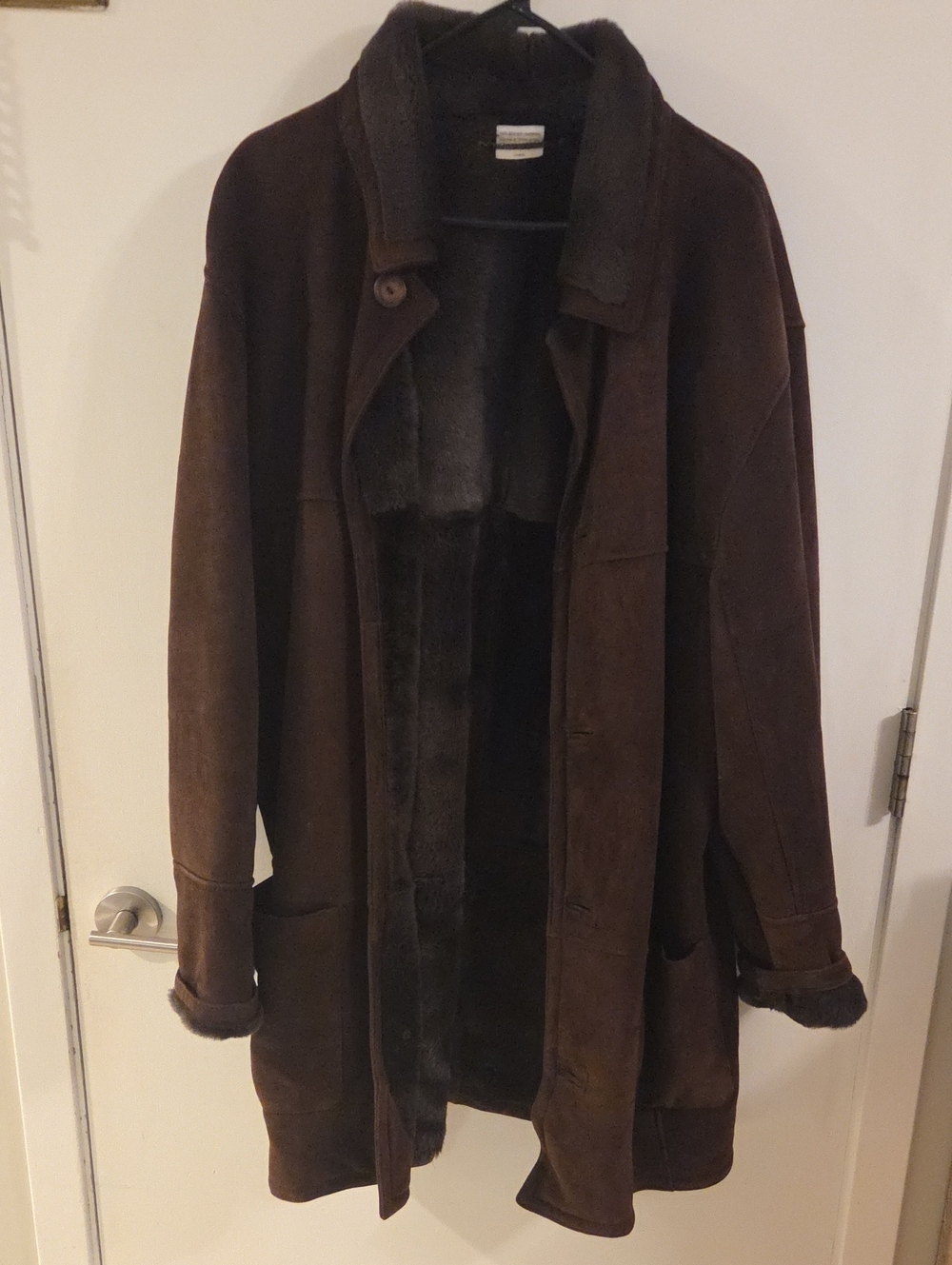 100% Genuine Lambskin Shearling Coat Brown Made in Canada Size L